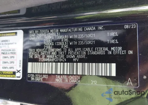 2023 Lexus Rx 350 Base/350 Premium/350 Premium Plus/350 Luxury z USA, uszkodzony, nr VIN 2T2BAMBA4PC019424